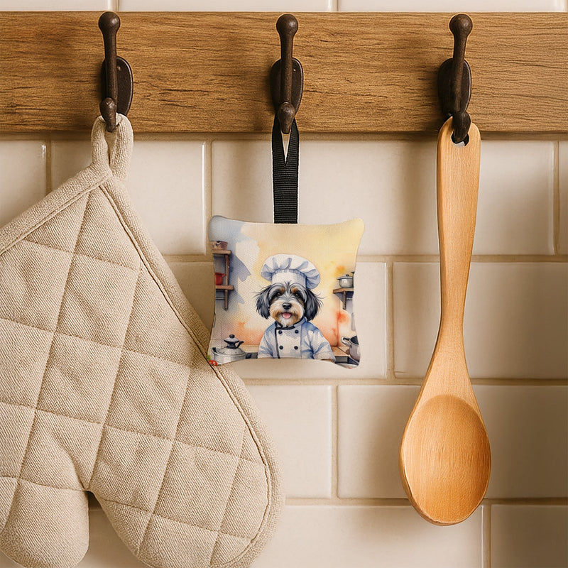 Tibetan Terrier The Chef Hanging Square Fabric Ornament 3.5 × 3.5