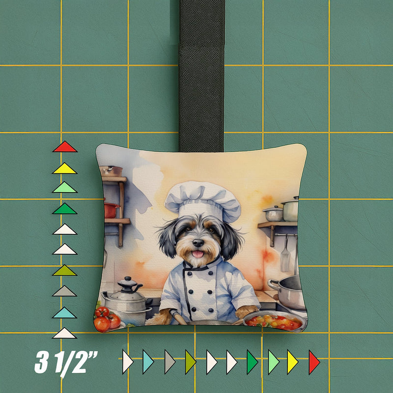 Tibetan Terrier The Chef Hanging Square Fabric Ornament 3.5 × 3.5