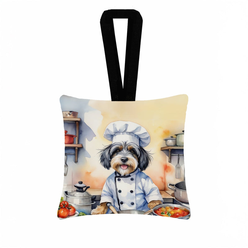 Tibetan Terrier The Chef Hanging Square Fabric Ornament 3.5 × 3.5