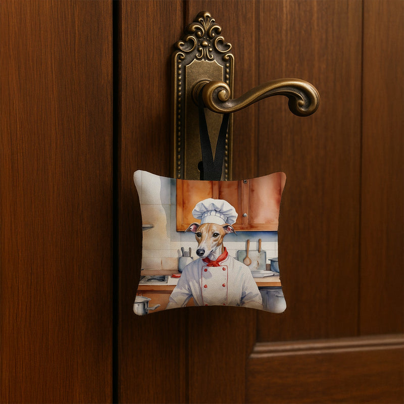 Whippet The Chef Hanging Square Fabric Ornament 3.5 × 3.5