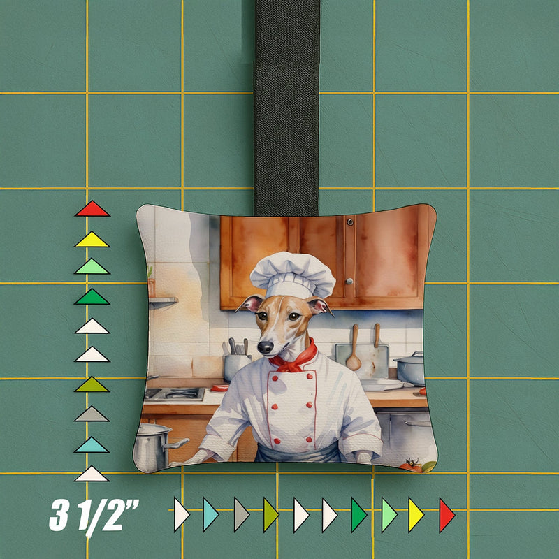 Whippet The Chef Hanging Square Fabric Ornament 3.5 × 3.5