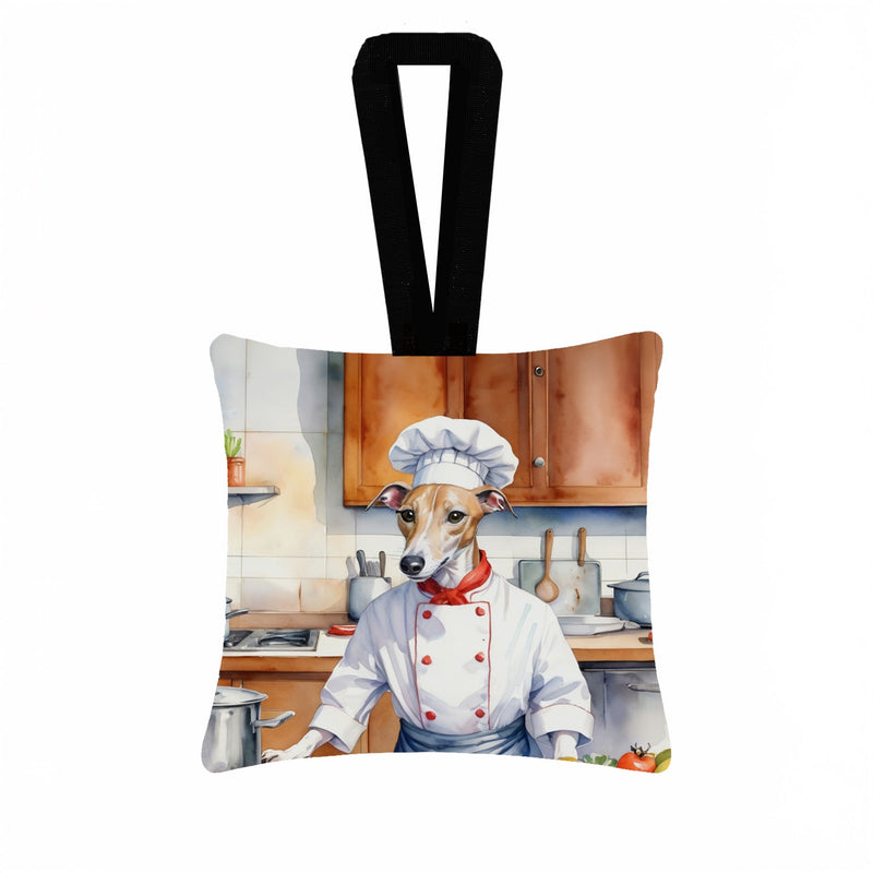 Whippet The Chef Hanging Square Fabric Ornament 3.5 × 3.5