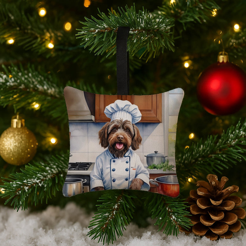 Wirehaired Pointing Griffon The Chef Hanging Square Fabric Ornament 3.5 × 3.5