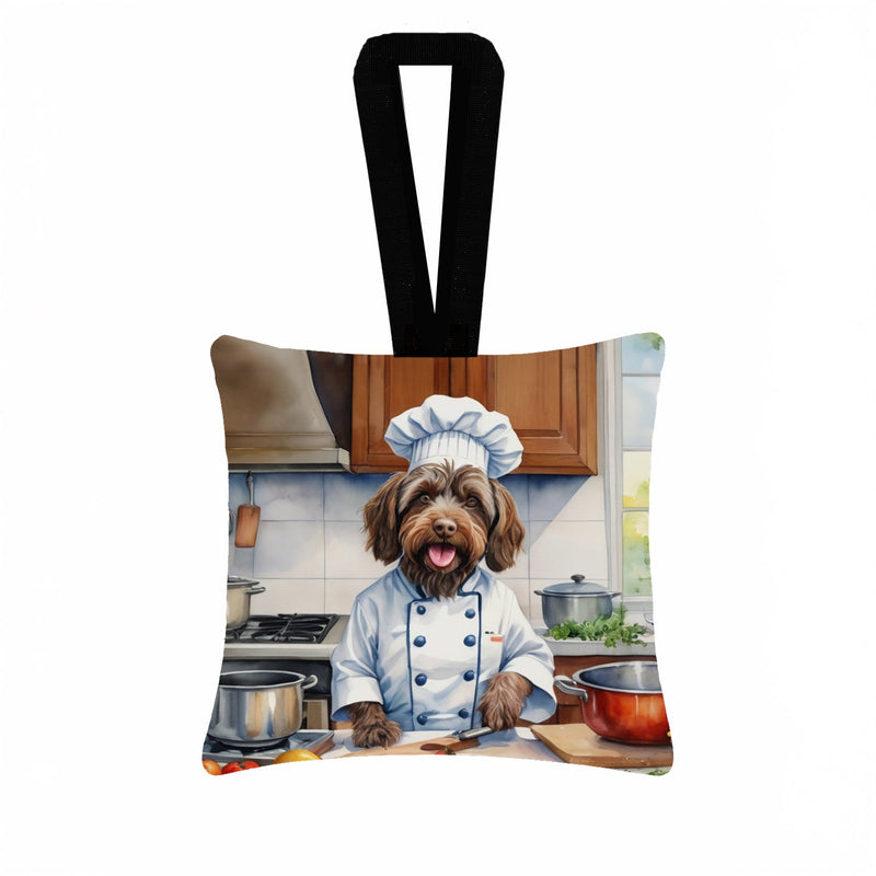 Wirehaired Pointing Griffon The Chef Hanging Square Fabric Ornament 3.5 × 3.5