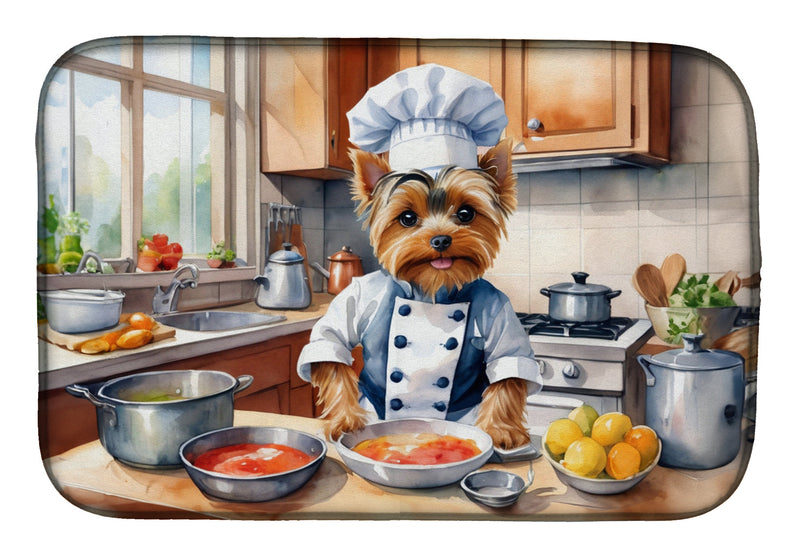 Yorkie Yorkshire Terrier The Chef Dish Drying Mat