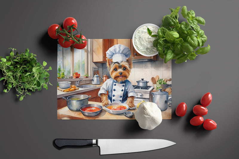 Yorkie Yorkshire Terrier The Chef Glass Cutting Board