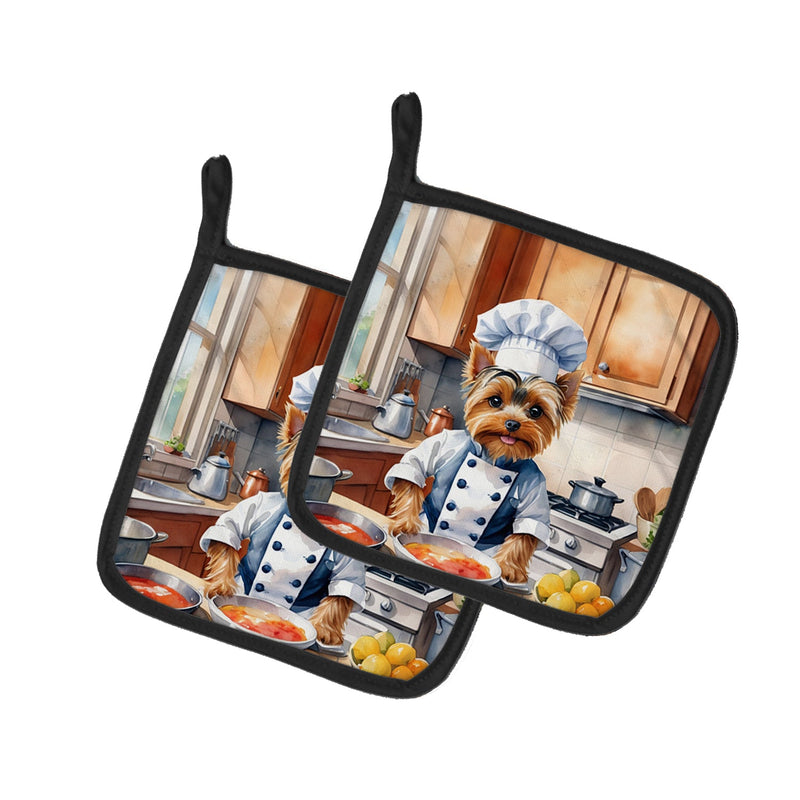 Yorkie Yorkshire Terrier The Chef Pair of Pot Holders