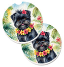 Affenpinscher Luau Car Coasters – Set of 2 - Absorbent Stone with Fun & Functional Artwork
