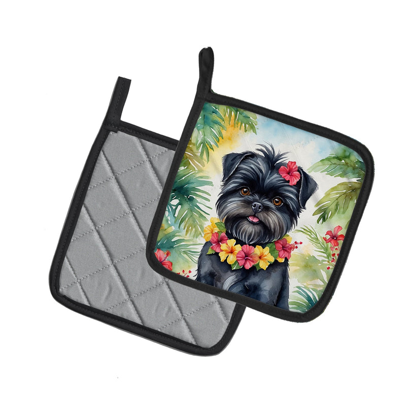 Affenpinscher Luau Pair of Pot Holders