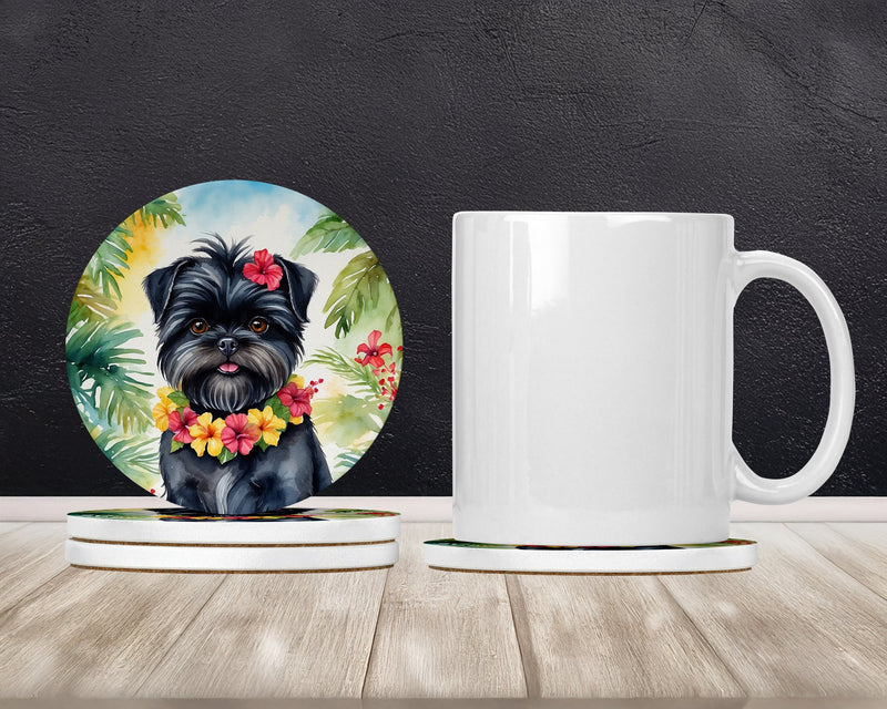 Affenpinscher Luau Large Sandstone Coasters Pack of 4