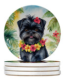 Affenpinscher Luau Large Sandstone Coasters Pack of 4