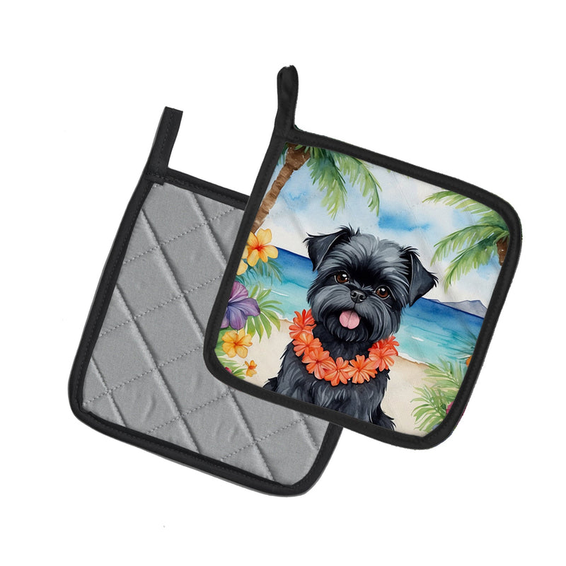 Affenpinscher Luau Pair of Pot Holders