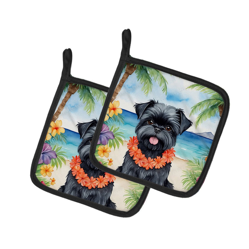 Affenpinscher Luau Pair of Pot Holders