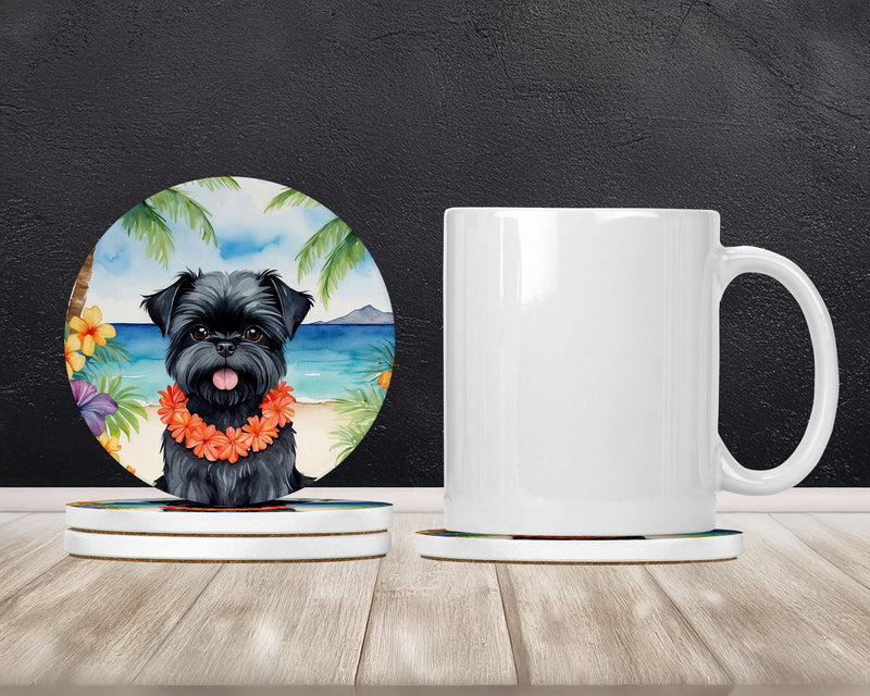 Affenpinscher Luau Large Sandstone Coasters Pack of 4
