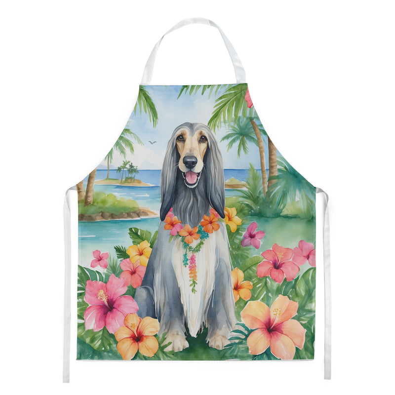 Afghan Hound Luau Apron – Artist-Designed Kitchen, BBQ & Craft Apron
