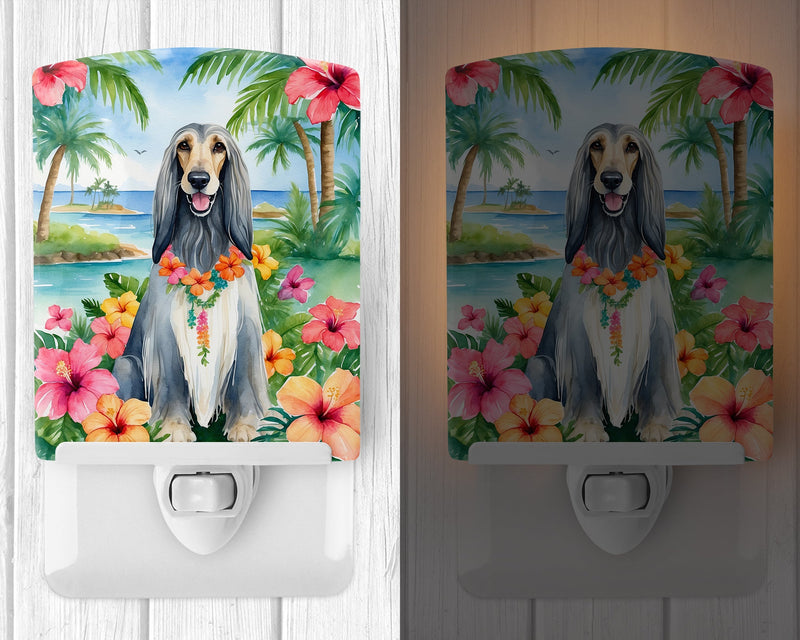 Afghan Hound Luau Ceramic Night Light