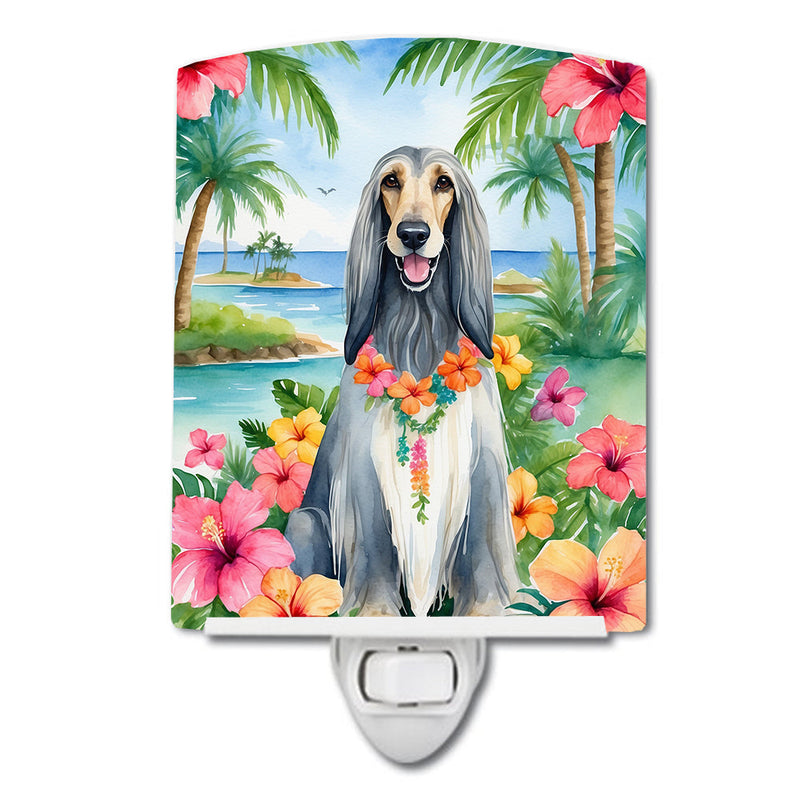 Afghan Hound Luau Ceramic Night Light