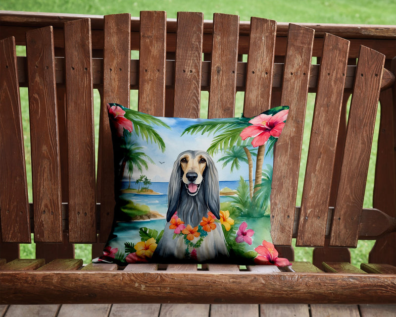 Afghan Hound Luau Throw Pillow