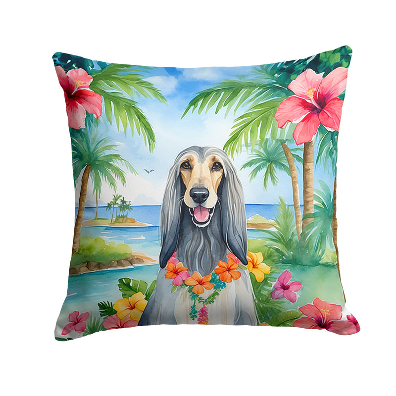 Afghan Hound Luau Throw Pillow