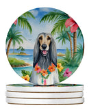 Afghan Hound Luau Large Sandstone Coasters Pack of 4
