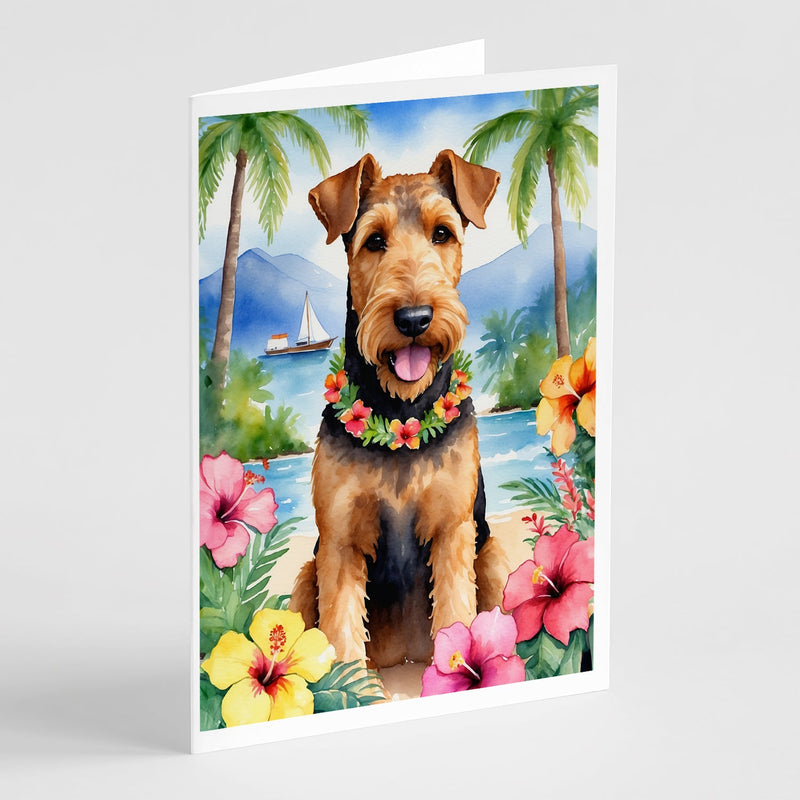 Airedale Terrier Luau Greeting Cards Pack of 8