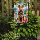 Airedale Terrier Luau Garden Flag – Tropical Dog Decor with Hibiscus & Palm Leaves