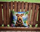 Airedale Terrier Luau Throw Pillow - 14x14 Decorative Pillow – Art for Your Home & Patio
