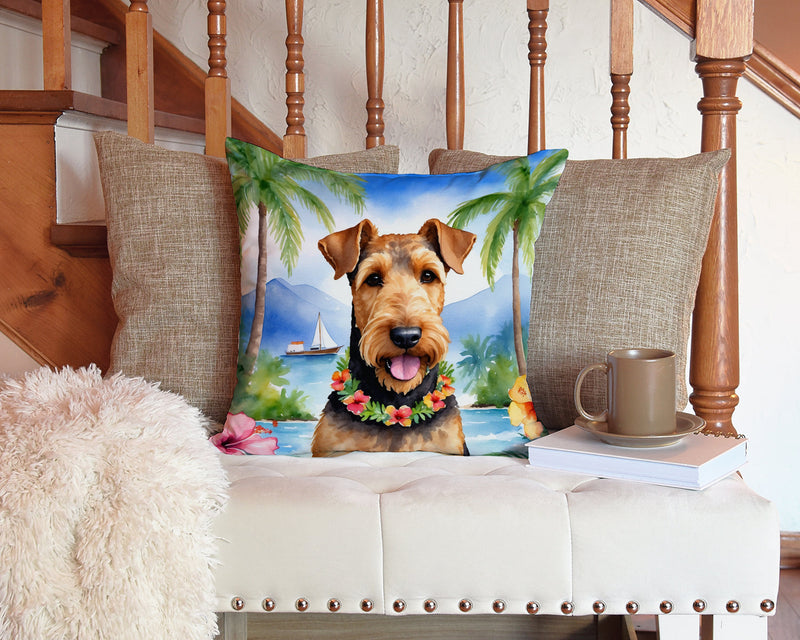 Airedale Terrier Luau Throw Pillow