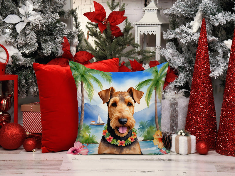 Airedale Terrier Luau Throw Pillow