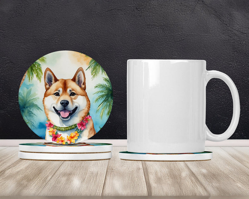 Akita Luau Large Sandstone Coasters Pack of 4