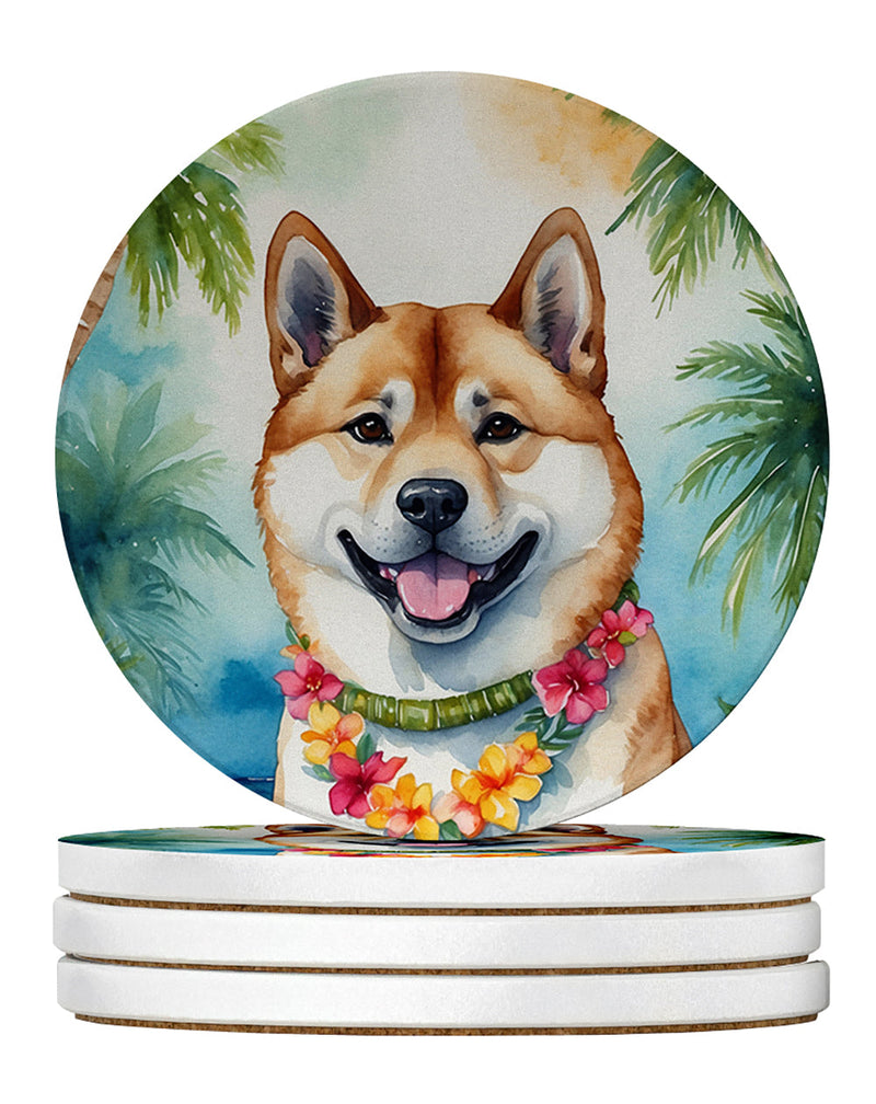 Akita Luau Large Sandstone Coasters Pack of 4