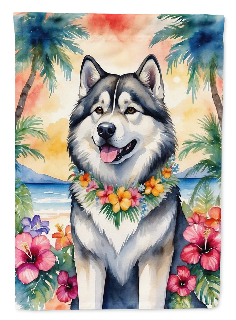 Alaskan Malamute Luau House Flag