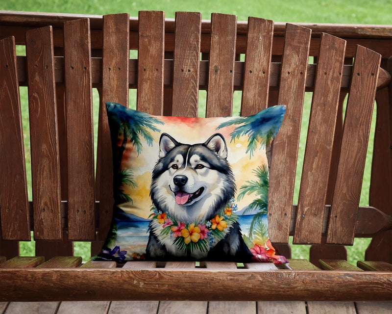 Alaskan Malamute Luau Throw Pillow