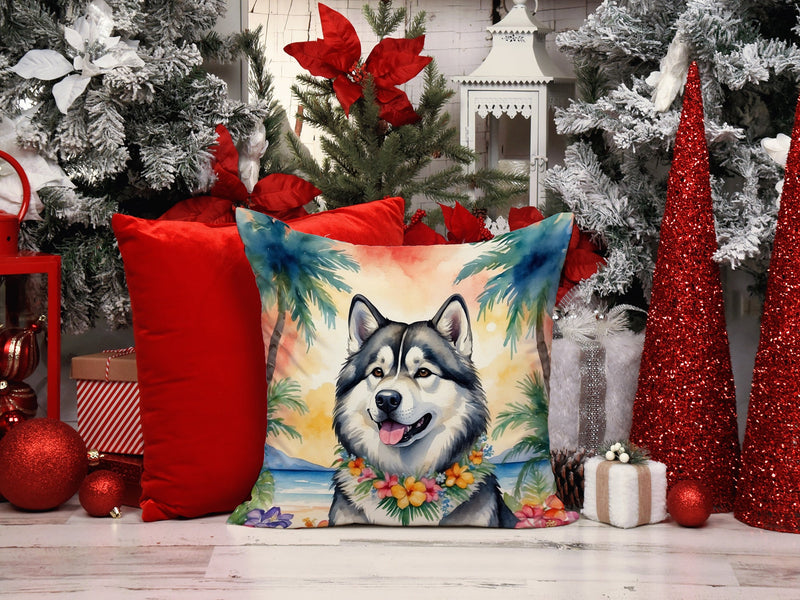 Alaskan Malamute Luau Throw Pillow