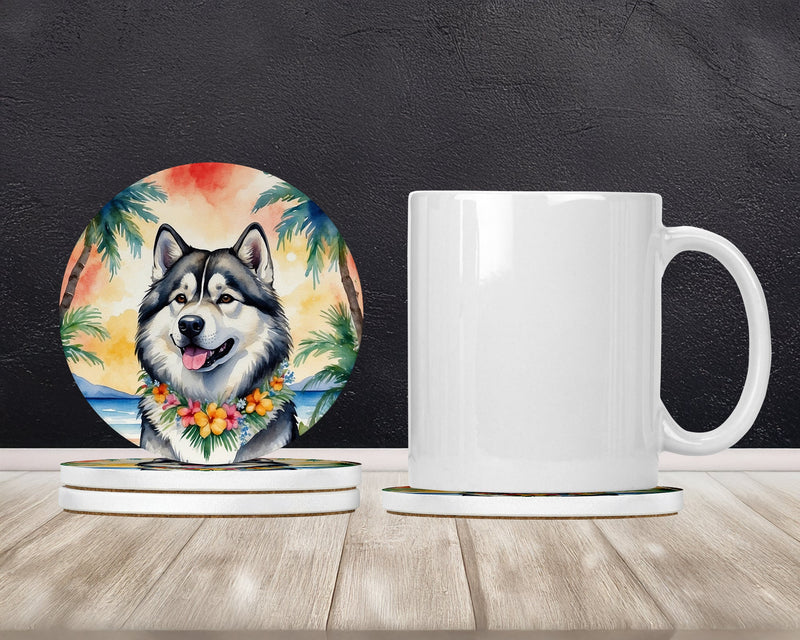 Alaskan Malamute Luau Large Sandstone Coasters Pack of 4