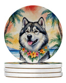 Alaskan Malamute Luau Large Sandstone Coasters Pack of 4