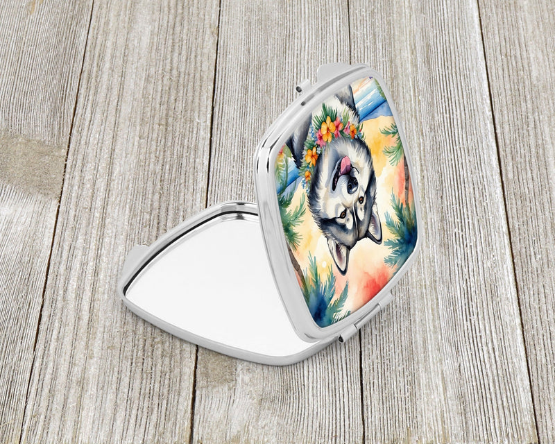 Alaskan Malamute Luau Compact Mirror – Stylish Purse Mirror with Artistic Covers