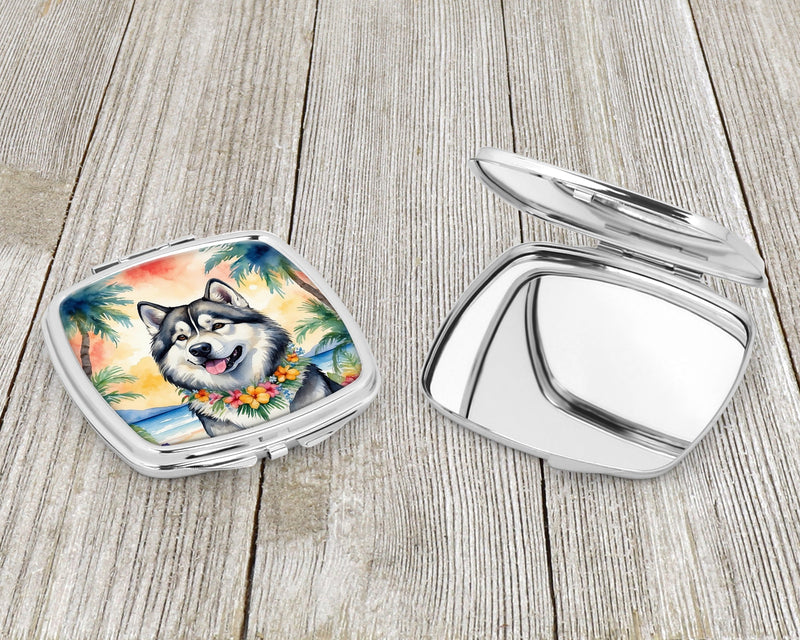 Alaskan Malamute Luau Compact Mirror – Stylish Purse Mirror with Artistic Covers
