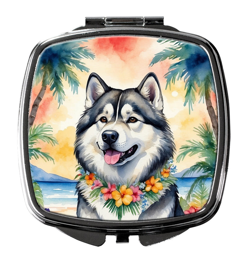 Alaskan Malamute Luau Compact Mirror – Stylish Purse Mirror with Artistic Covers