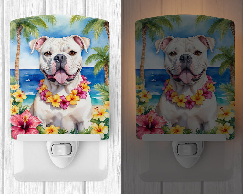 American Bulldog Luau Ceramic Night Light