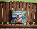 American Bulldog Luau Throw Pillow - 14x14 Decorative Pillow – Art for Your Home & Patio