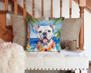 American Bulldog Luau Throw Pillow - 14x14 Decorative Pillow – Art for Your Home & Patio