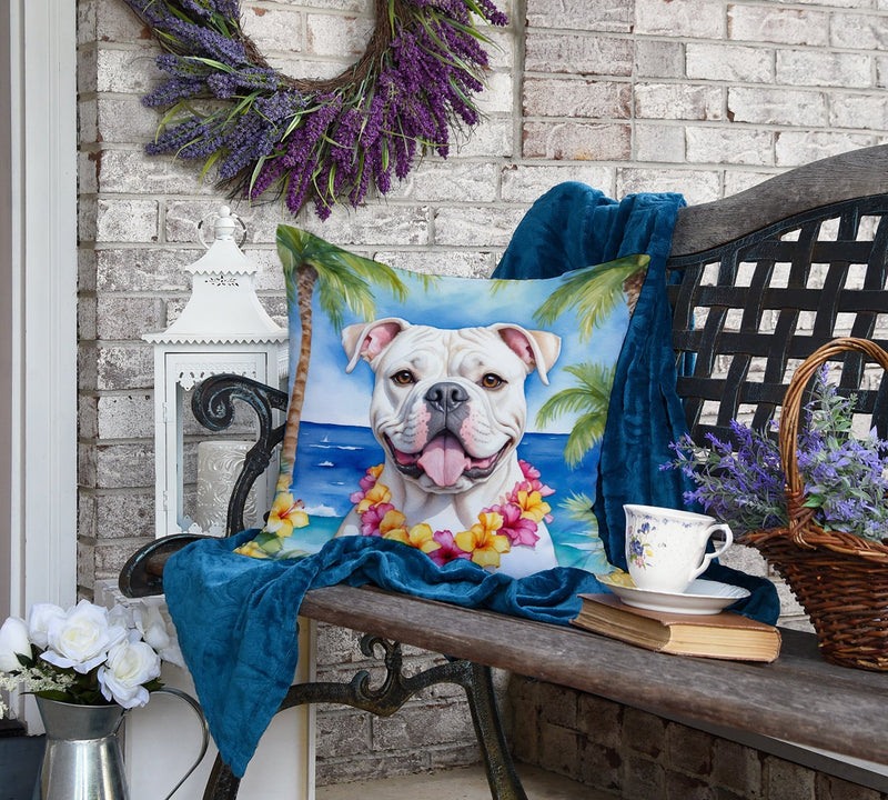 American Bulldog Luau Throw Pillow