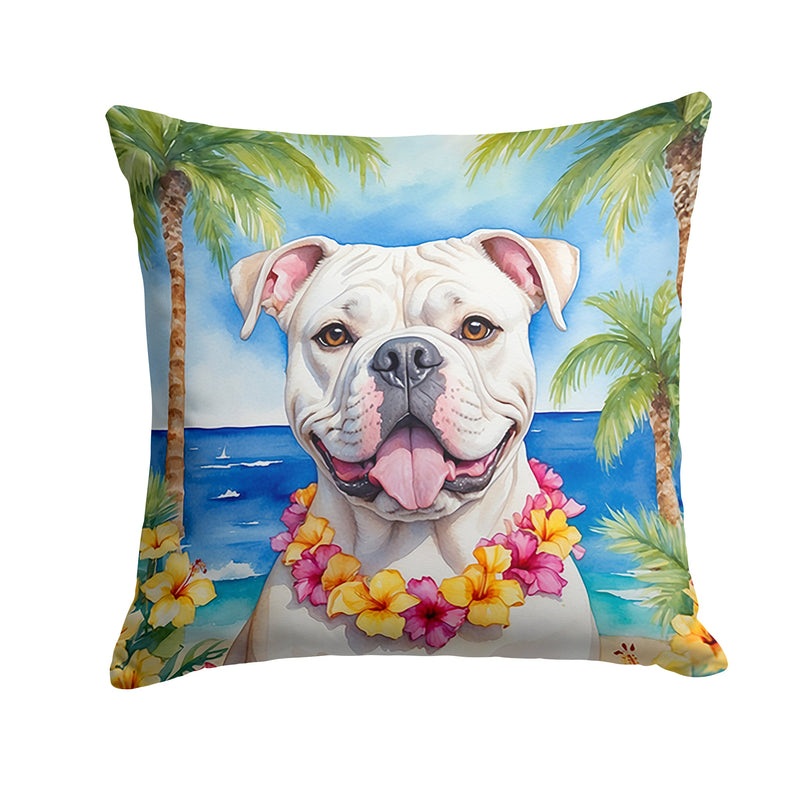 American Bulldog Luau Throw Pillow