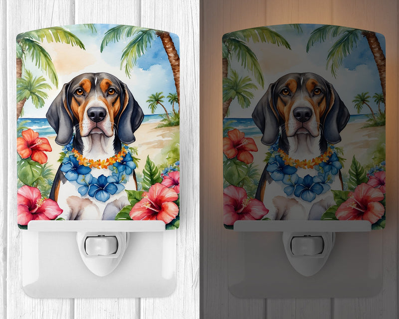 American English Coonhound Luau Ceramic Night Light