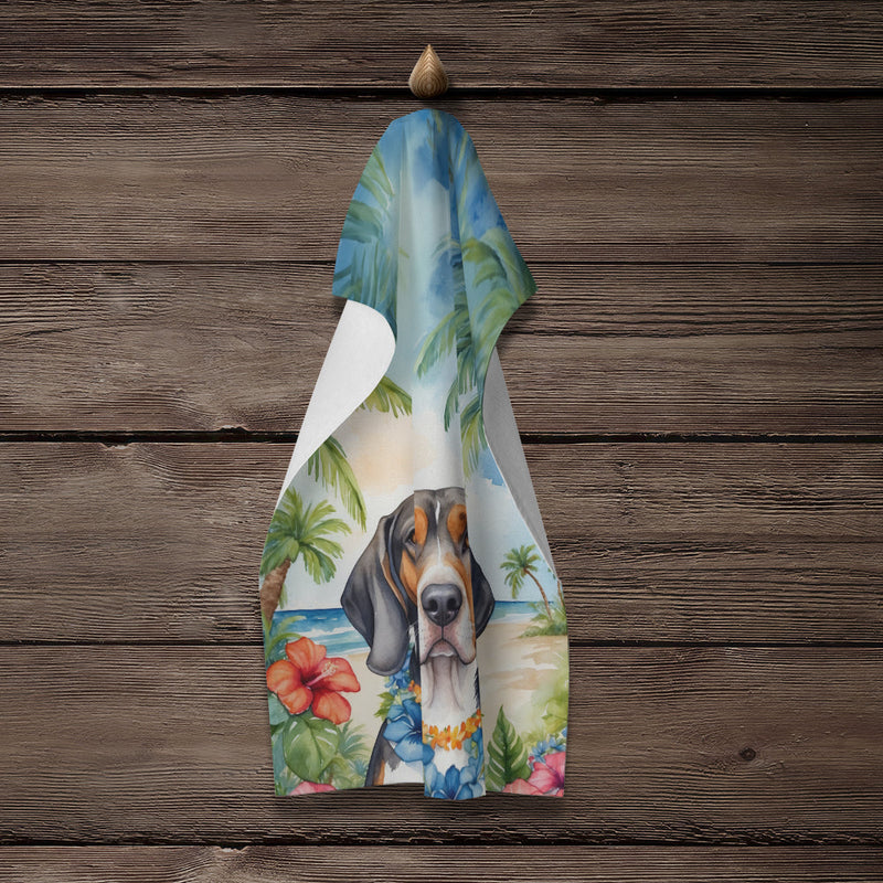 American English Coonhound Luau Kitchen Towel