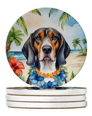 American English Coonhound Luau Large Sandstone Coasters Pack of 4