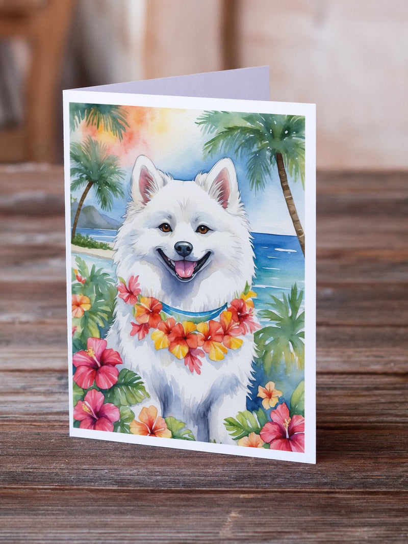 American Eskimo Luau Greeting Cards - Blank Note Cards – 8-Pack of Artist-Designed Cards with Envelopes