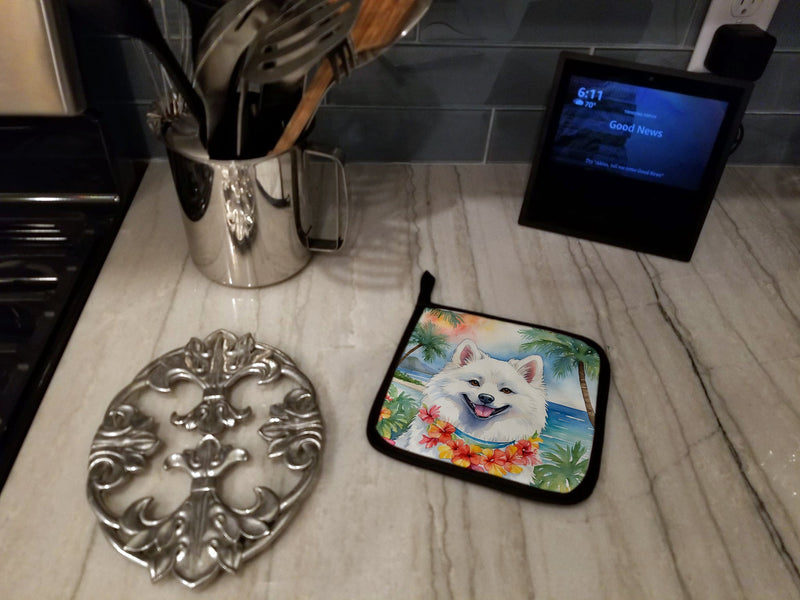 American Eskimo Luau Pot Holders - Set of 2 Decorative Kitchen Helpers | Made in the USA