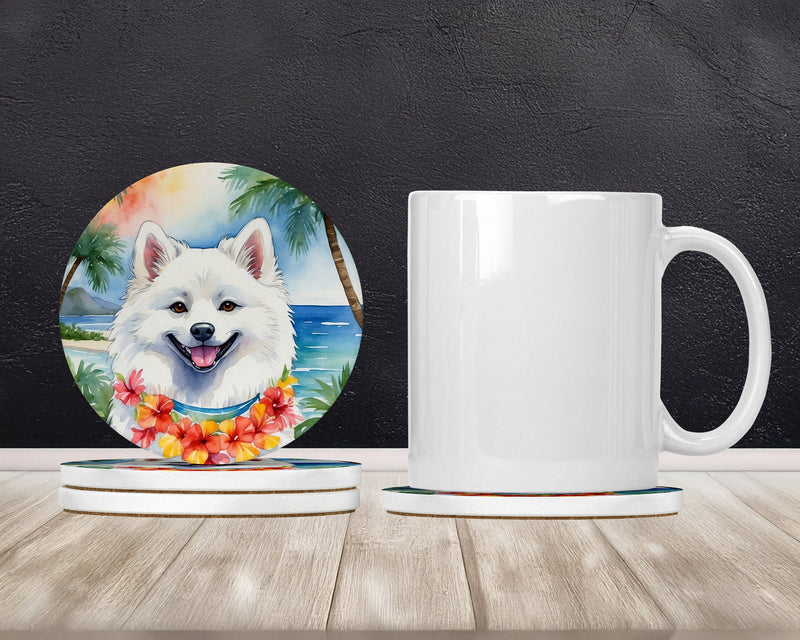 American Eskimo Luau Large Sandstone Coasters Pack of 4